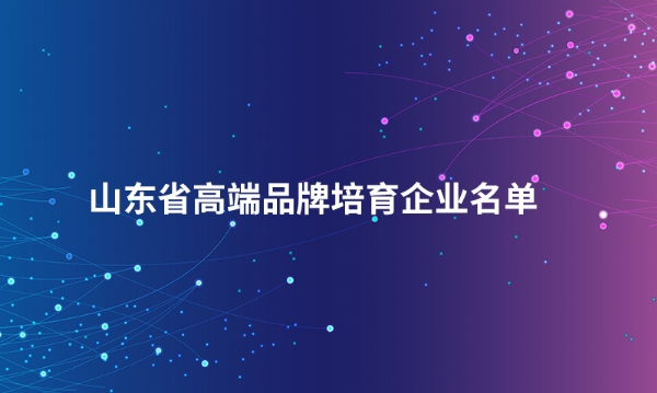 山东必赢手机平台股份有限公司入选“山东省高端品牌培育企业名单”